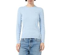 GANT Women's Stretch Cotton Cable C-Neck Pullover Sweater, Fresh Blue,