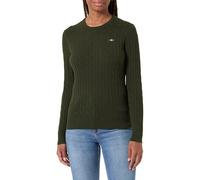 GANT Women's Stretch Cotton Cable C-Neck Pullover Sweater, Green Lagoon, XL