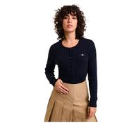 GANT Women's Stretch Cotton Cable Cardigan Sweater, Evening Blue, M