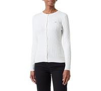 GANT Women's Stretch Cotton Cable Cardigan Sweater, Eggshell, XL