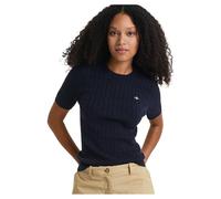 GANT Women's Stretch Cotton Cable Ss C-Neck Pullover Sweater, Evening Blue, S