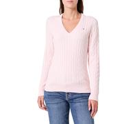 GANT Women's Stretch Cotton Cable V-Neck Pullover Sweater, Salmon, XL