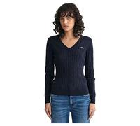 GANT Women's Stretch Cotton Cable V-Neck Sweater