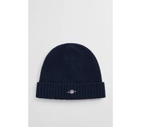 GANT Unisex Shield Wool Beanie Hat, Navy, One Size