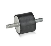 Ganter Grade Elements Bump Stop - GN 351 with 2 Bolts Natural Rubber, Black, GN 351-15-15-M4-SS-55