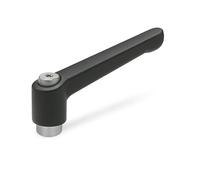 Ganter Normelemente, Adjustable Clamping Lever with Stainless Steel Threaded Screw - GN 300.1-45-M6-SW, Socket and retaining Screw in Stainless Steel, Handle die-cast zinc Black, Plastic Coated, 1