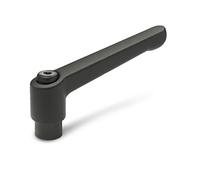 Ganter Normelemente | Adjustable Clamping Levers with Threaded Bush - GN 300 | Bushing Burnished Steel | Handle Zinc Pressure Die-Casting Black Plastic Coated, Black, GN 300-78-M10-SW