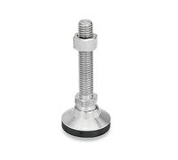Ganter Normelemente Adjustable foot, articulated foot, furniture foot, stainless steel, GN 343.6-32-M10-80-KR, plastic cap, non-slip, thread M10 x 80