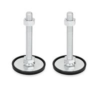 Ganter Normelemente Adjustable Foot - GN 40-80-M12-100-A1-SK | Foot Diameter 80 mm | Clipped Rubber | Galvanised Steel | Pack of 2