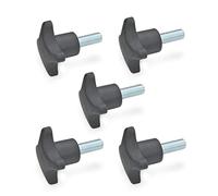 Ganter Normelemente Cross handle screws, handle thermoplastic (PA), with screw galvanised steel, DIN 6335.4-ST-40-M8-40, thread M8 x 40, pack of 5