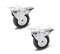 Ganter Normelemente Equipment castors, swivel castors with lock, 50 mm, 2 wheels, 70 kg, rubber wheel body, polypropylene, steel housing, GN 22870-50-G-LF-L-ST