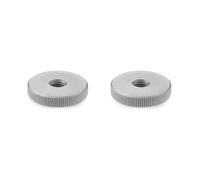Ganter Normelemente Flat knurled nuts, knurled nuts (low shape), DIN 467-M10-NI, pack of 2, stainless steel, matt blasted, thread: M10