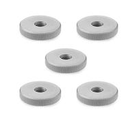 Ganter Normelemente Flat knurled nuts, knurled nuts (low shape), DIN 467-M6-NI, pack of 5, stainless steel, matt blasted, thread: M6