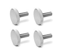 Ganter Normelemente Flat knurled screws, knurled screws (low shape), DIN 653-M4-12-NI, pack of 4, stainless steel, thread: M4 x 12