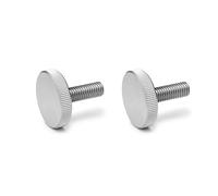 Ganter Normelemente Flat knurled screws, knurled screws (low shape), DIN 653-M6-12-NI, pack of 2, stainless steel, thread: M6 x 12