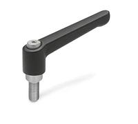 Ganter Normelemente GN 300.1-45-M6-20-SW 1-45-M6-20-SW Adjustable Clamping Lever with Stainless Steel Threaded Screw, Textured Matt, Black, Thread: M6 x 20 mm