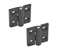 Ganter Normelemente - Hinges - GN 237-ZD-60-60-A-SW | zinc die-cast | Black, Textured matt | 2 Pieces, Length l1: 60mm; Length l2: 60mm