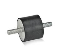 Ganter Normelemente | Rubber Buffers - GN 351 with 2 Bolts | Natural Rubber | Black | GN 351-75-55-M12-SS-55