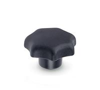 Ganter Normelemente DIN 6336-KT-32-M6-K Star Handles with Threaded Bushing, Matte Black, Gewinde d2: M6, Set of 15 Pieces