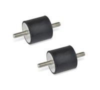 Ganter Normelemente, Stop Buffer, GN 451-8-8-M3-SS-55, Pack of 2, Natural Rubber/Stainless Steel, with M3 Screw, Black, d1: 8 h1: 8 d2: M3x6