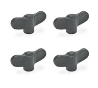 Ganter Normelemente Wing Nut GN 634-55-M8-E-DSG | Pack of 4 | Wing Handle | Black Plastic | Screw Steel M8