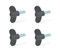Ganter Normelemente Wing Screw GN 633-40-M5-16-DSG, Pack of 4, Wing Handle, Black Plastic, Screw Steel M5 x 16