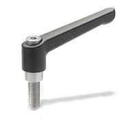 Ganter Standard Elements Adjustable Clamping Handle with Stainless Steel Screws - GN 300.1 Handle Length: 45 mm Screw Thread and Locking Screw In Stainless Steel | Die-Cast Zinc Handle Black Plastic Coated | 1 Pieces), black, GN 300.1-45-M6-40-SW