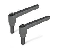Ganter Standard Elements Adjustable Clamping Lever with Screw Thread - GN 300, Handle Length: 63 mm, Screws Burnished Steel Die-Cast Zinc Handle Black Plastic Coated Pack of 2, black, GN 300-63-M6-12-SW