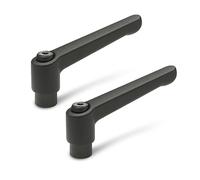 Ganter Standard Elements | Adjustable Clamping Levers with Threaded Bush - GN 300 | Bushing Burnished Steel | Handle Zinc Pressure Die-Casting Black Plastic Coated, Black, GN 300-63-M6-SW