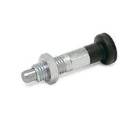 Ganter Standard Elements GN 717 Locking Bolt Diameter 4 mm Galvanised Steel Pack of 2, Silver, GN 717-4-M8X1-BK-ST