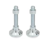 Ganter Standard Elements | Joint Foot/Levelling Feet with Support Props - 343.2 | Durchmesser: 32 mm Galvanised Steel, Blue, Passivated Pack of 2, Silver, GN 343.2-32-M8-63-OS