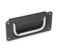 Ganter Standard Elements Shell Handles, RAL 9005, Structure Matt, 1 Piece, Black, Black, GN 425.8-120-CR-SW-B