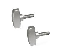 Ganter Standard Elements | Stainless Steel Wing Nut - GN 433 Handle Diameter 26 mm Stainless Steel Fine Cast Iron Pack of 2, Silver, GN 433-26-M6-16-MT
