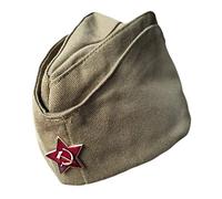 Ganwear Genuine Russian Soviet USSR Army Military Uniform Pilotka Hat Cap Red Star Badge