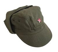 Ganwear Genuine USSR Soviet Russian Army Afghanistan War Dark Green Field Cap Military Cotton Hat with Red Star Badge