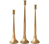 Ganwu Iron Taper Candle Holder Set of 3, Gold Candlestick Holders Decorative Tall Candle Stand, for Wedding, Dining Table, Home Decoration (Gold)
