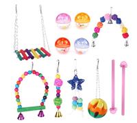 GANYKQ 12 Pieces Bird Toy Parrot Swing Chew Toy Ladder Swing Hanging Hammock Perch for Conure Parakeet
