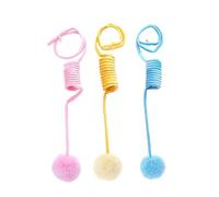 GANYKQ 3 Pcs Pet Cat Interactive Spring Toy Pompon Kitten Chewing Playing Toy Kitten Colorful Spring Plush Furry Toy