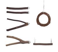 GANYKQ 6 Pieces Bird Perch Wooden Stand Natural Wood Climbing Swing Paw Grinding for Parrot Cage Accessories