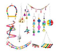 GANYKQ Bird 14 Pieces Set Including Swing Ladder Rope Perch Chew for Cage Colorful Decor