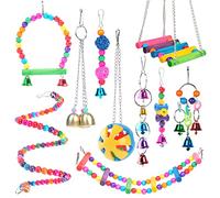 GANYKQ Bird 5/6/10 Pieces Set Including Climbing Ladder Swing Perch Hammock String Chew for Cage