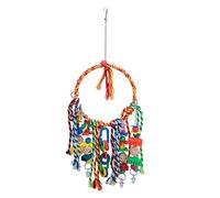 GANYKQ Bird Chew Toy Colorful Wooden Beads Blocks Parrot Cage Biting Cotton Rope Perch with Hanging Hook