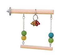 GANYKQ Bird Swing, Parrot Cage Toy, Swing Hanging Playing for Macaw Wooden Bridge with Bells Beads for Small Sized Birds