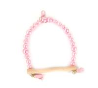 GANYKQ Bird Swing with Pearls Beads Swing Bridge Wood Hanging for Budgies Training Perch Toy for Birds Cage Decoration