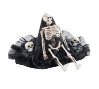 GANYKQ Elegant Top Hat with Skull Lace Fedoras Hat Hair Clip Masquerades Party Costume Hat Dress Up Headpieces, Black, 1