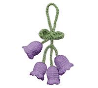 GANYKQ Handmade Flower Knitted Keychain Keyring Women Crocheted Wool Flower Leaf Bag Pendants Car Keyring Handbag Charm Gifts, Purple, 4 flowers