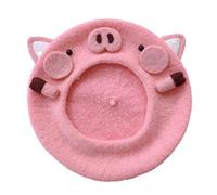 GANYKQ Handmade Painter Hat Piggy Show Face Small Octagonal Hat Wild for Fall Winter Daily Wear, As Descried, 1