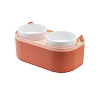 GANYKQ Pet Bowl with Food Container Kitten Double Bowl Feeder Small Dogs Feeding Double Bowl with Mixing Spoon Cats Puppies