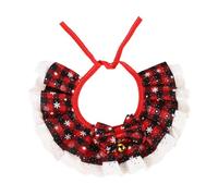 GANYKQ Pet Christmas Saliva Towel with Small Bells Cat Collar Lattice Print Adjustable Neckwear Kitten Puppy Festival Collars