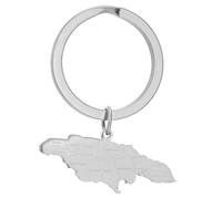 GANYKQ Stainless Steel Jamaica Map Keychain Jamaica Map Keyrings Stylish Bag Pendant Stainless Steel for Men Women, Silver, as described